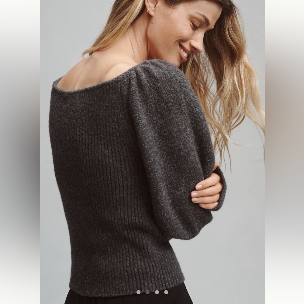 NWT By Anthropologie Off-The-Shoulder Puff-Sleeve Sweater Size XL